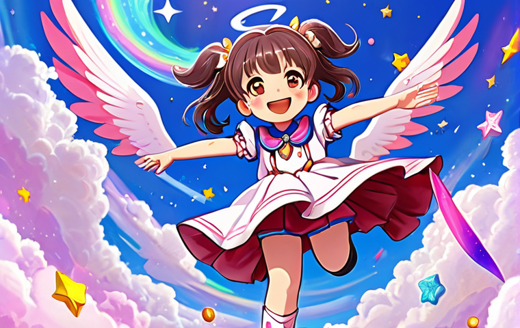 소피루비 주변 인물 관계도 - **Prompt:** "A cheerful girl in magical girl attire, シャト flying alongside as a supportive companion,...