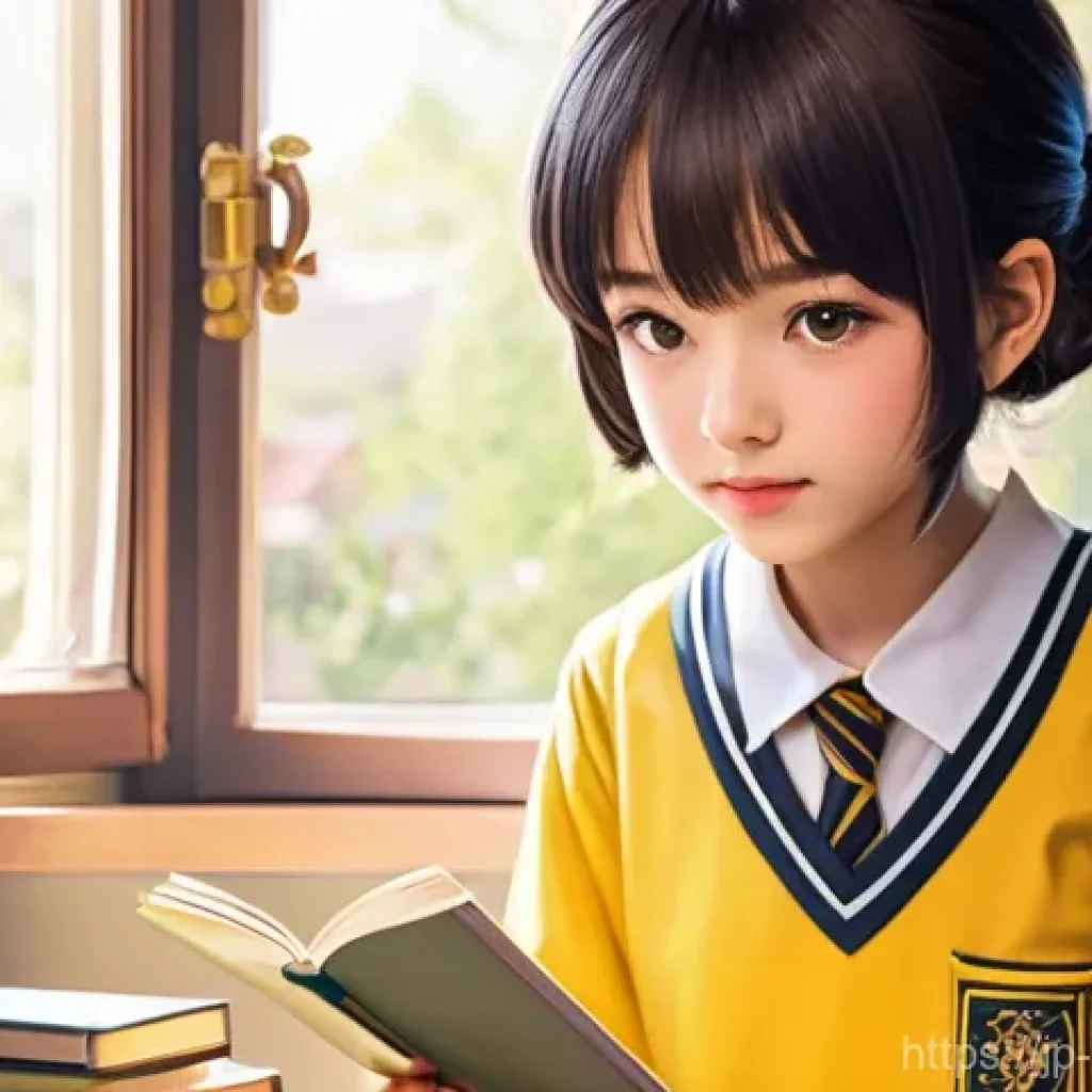 소피루비와 캐릭터 분석 보고서 - **Prompt:** A vibrant anime-style illustration of 13-year-old Ruby in her Yellow Moon School uniform...