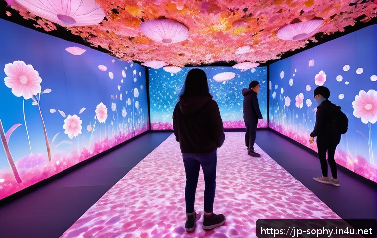 소피루비 관련 전시회 후기 - Immersive digital art installation blending vibrant light and sound, interactive walls responding to...